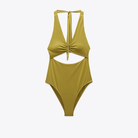 Zara Other - Zara Olive Green One-Piece Cutout Swimsuit size small